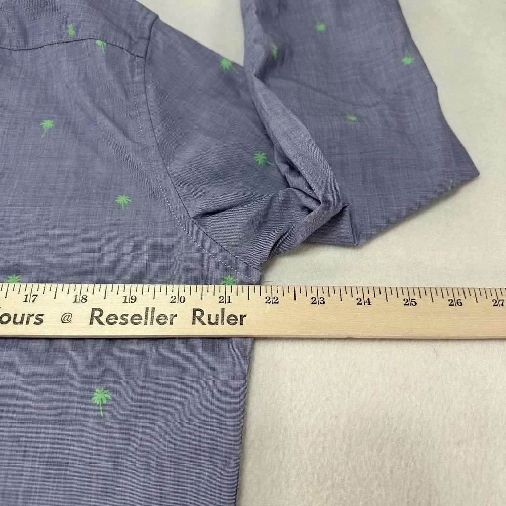 Banana Republic Shirt‎ Mens Medium Blue Palm Tree Luxe Poplin Slim Fit Casual